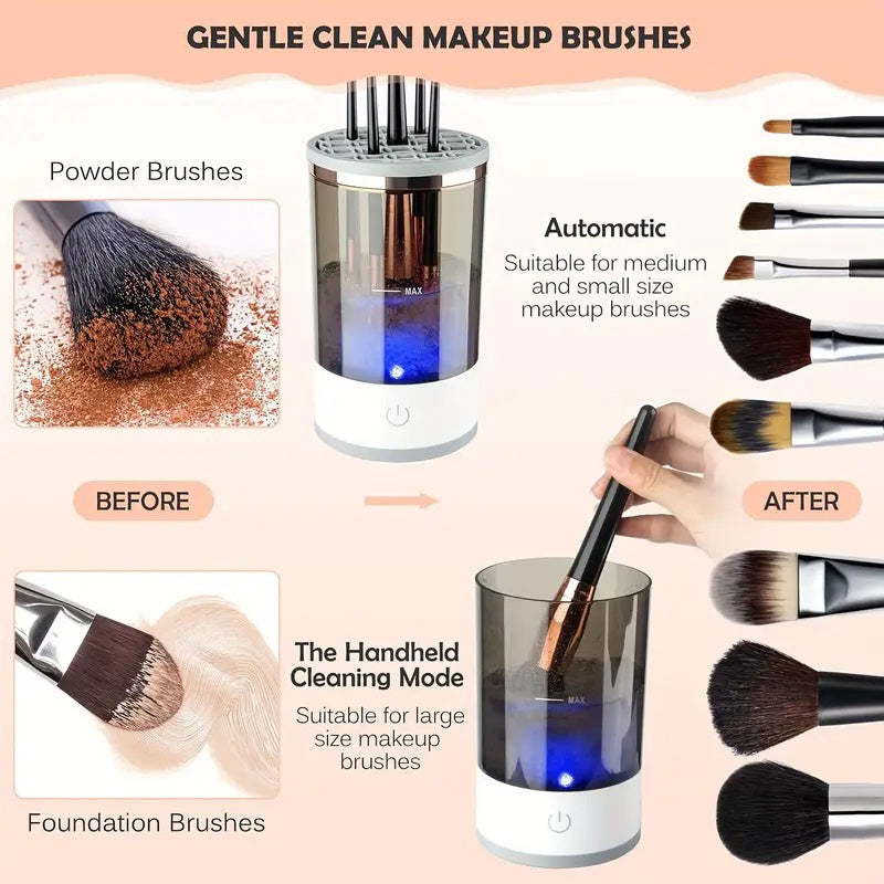 Limpador de pincéis de maquiagem, USB, portátil