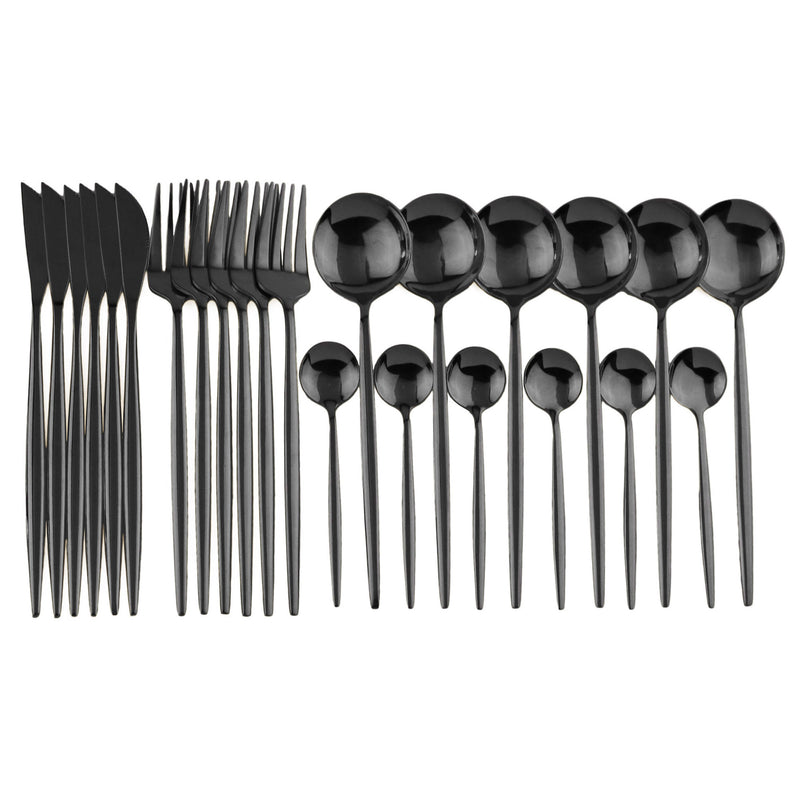 Conjunto de talheres de aço inoxidável 24 pçs