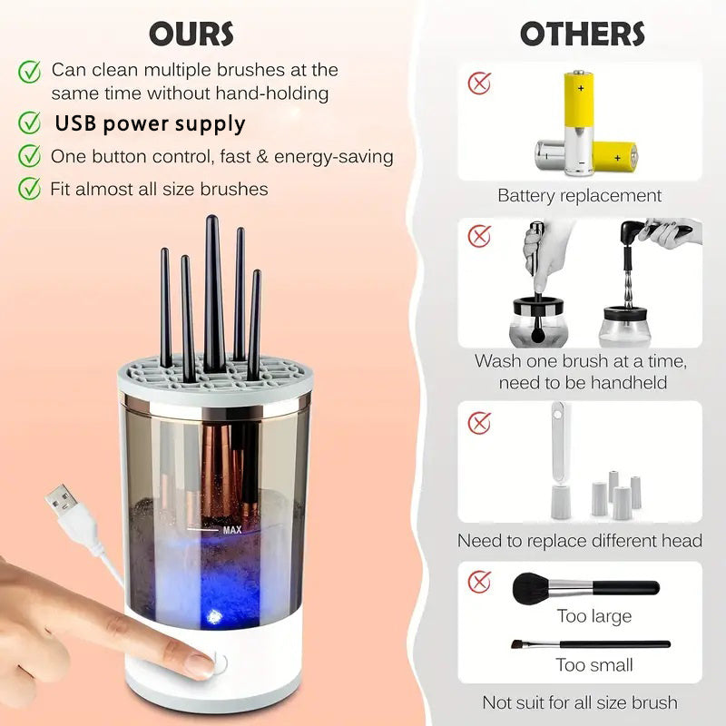 Limpador de pincéis de maquiagem, USB, portátil