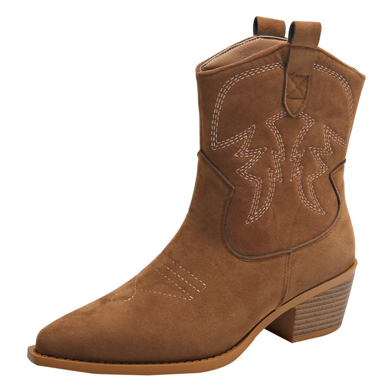 BOTA Feminina cano curto, estilo Western, Country com tecido em Suede.