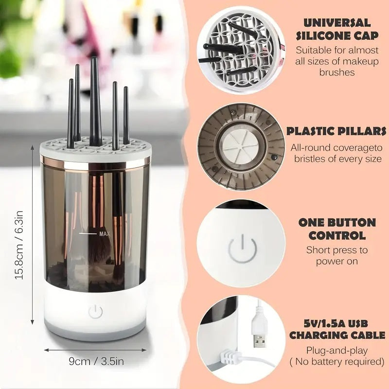 Limpador de pincéis de maquiagem, USB, portátil