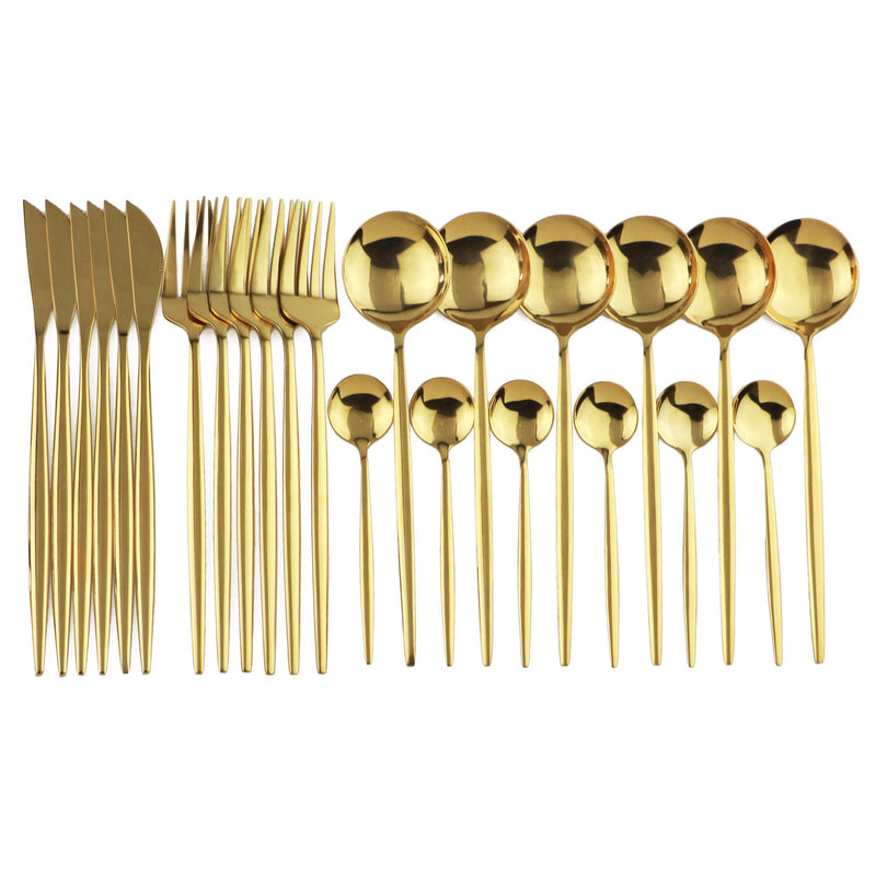 Conjunto de talheres de aço inoxidável 24 pçs
