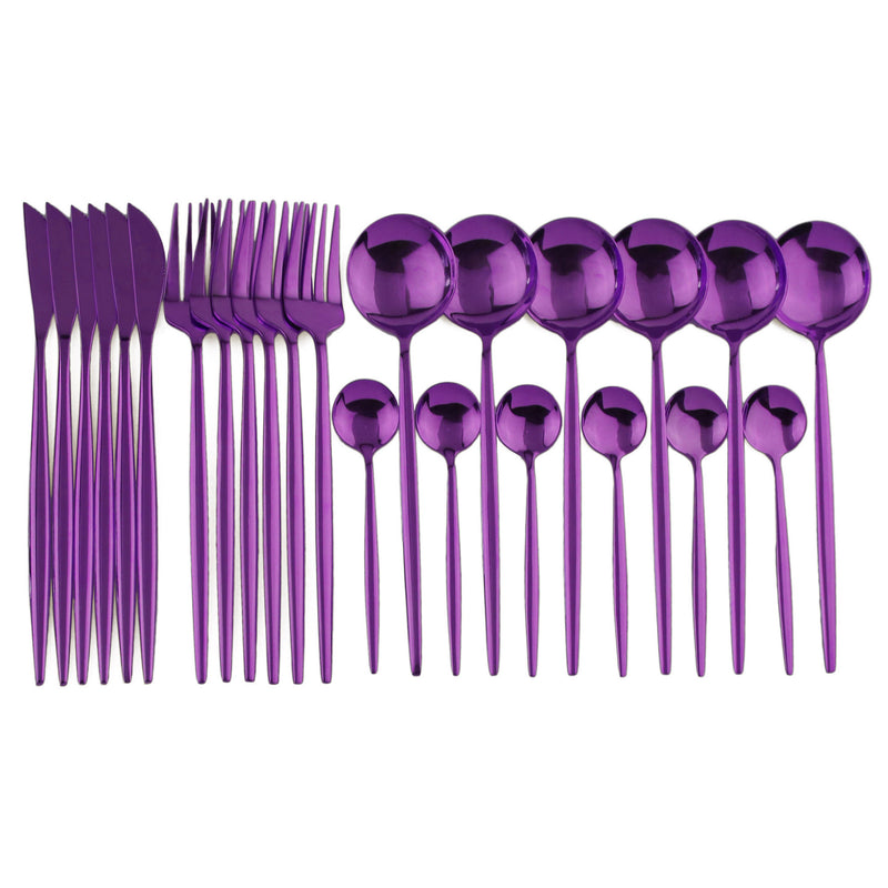 Conjunto de talheres de aço inoxidável 24 pçs